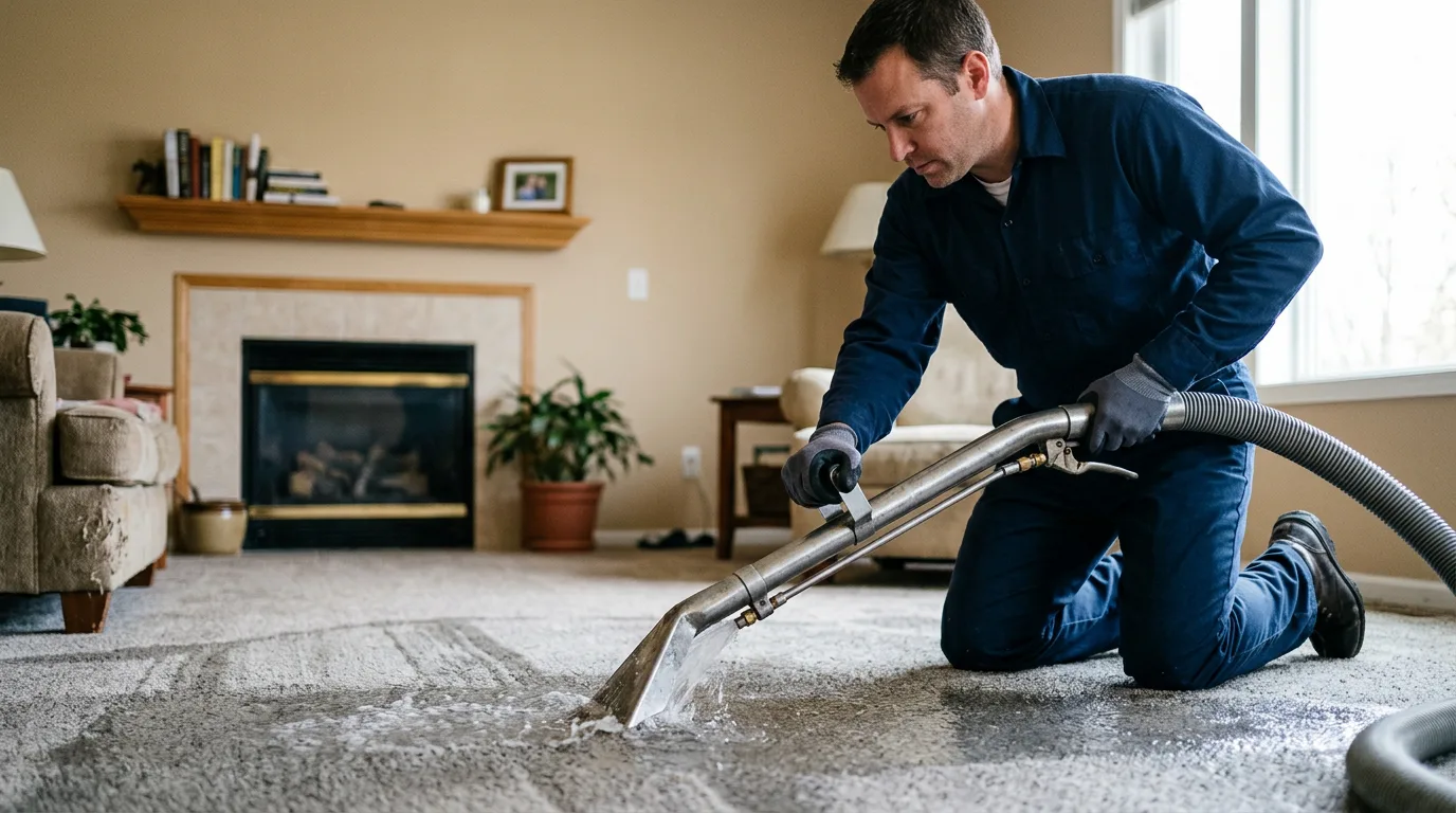 Water damage restoration technician working near Alkol, WV